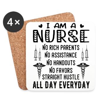 I Am A Nurse No Rich Parents Funny I'm A Nurse Tee - Coasters (set of 4) - white - Front