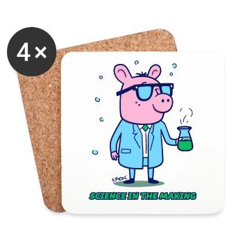 La science en devenir avec le professeur Schwein - Dessous de verre (lot de 4) - blanc - Devant