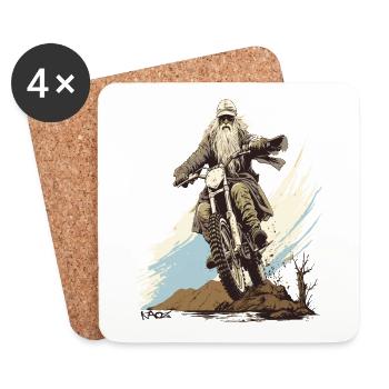 Magicien Hippie Ancien : Motocross Enduro Old School - Dessous de verre (lot de 4) - blanc - Devant