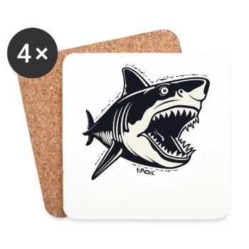 Un requin de dessin animé à l’ancienne - Dessous de verre (lot de 4) - blanc - Devant