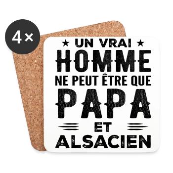 Un vrai homme n'est que papa et alsacien - Dessous de verre (lot de 4) - blanc - Devant