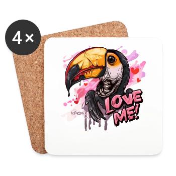 Zombie-Tukan braucht Liebe - Liebe mich - Untersetzer (4er-Set) - Weiß - Vorne