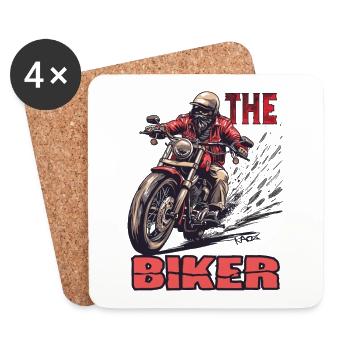 Le motard : le motard sur la route - Dessous de verre (lot de 4) - blanc - Devant