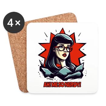 Ach, ich bin so nerdig: Brille-Geek-Streber Frau - Untersetzer (4er-Set) - Weiß - Vorne