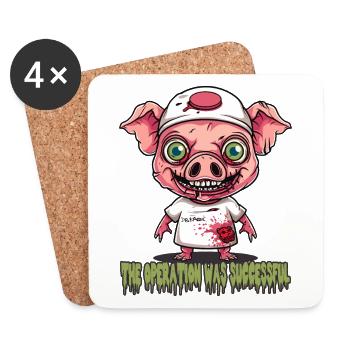 Die Operation war erfolgreich, Dr. Schwein - Untersetzer (4er-Set) - Weiß - Vorne