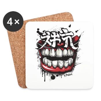 Ein Traum für Zahnärzte: Großer Mund, Große Zähne - Untersetzer (4er-Set) - Weiß - Vorne