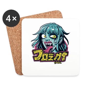 Anime Manga Horreur Zombie Girl Baiser - Dessous de verre (lot de 4) - blanc - Devant