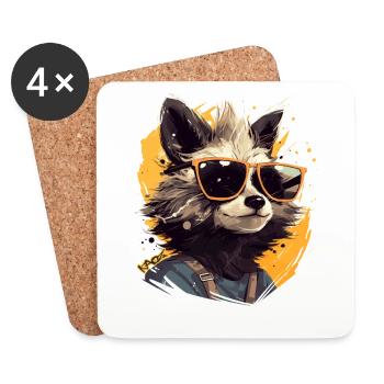 Coole Sonnenbrille und ein Waschbär - Untersetzer (4er-Set) - Weiß - Vorne