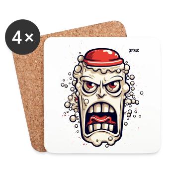 A Funny Angry Cartoon Milk Bottle - Coasters (set of 4) - white - Front