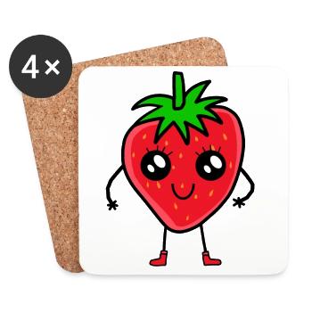Strawberry Strawberries - Coasters (set of 4) - white - Front