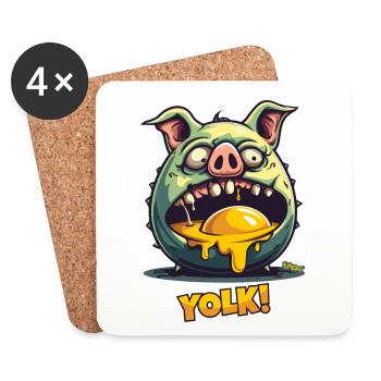 Zombie pig devours egg yolk - Coasters (set of 4) - white - Front