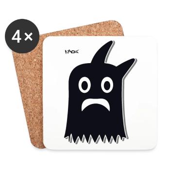 Fantôme de dessin animé drôle noir - Dessous de verre (lot de 4) - blanc - Devant
