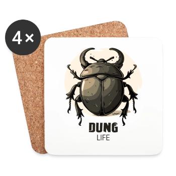 Vie du fumier : Insecte scarabée - Dessous de verre (lot de 4) - blanc - Devant