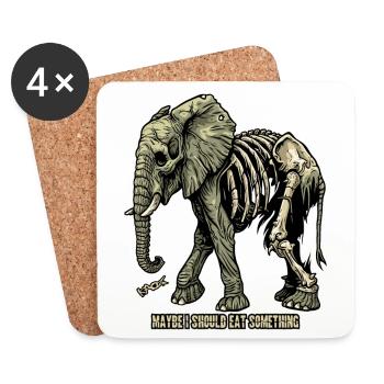 Errant Affamé Squelette Zombie Éléphant - Dessous de verre (lot de 4) - blanc - Devant