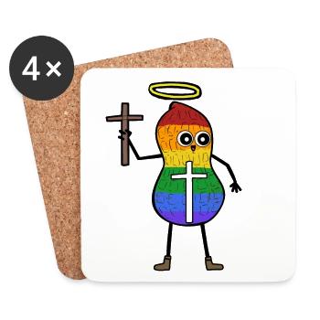 LGBT cacahuète amour église religion droits de l'homme - Dessous de verre (lot de 4) - blanc - Devant
