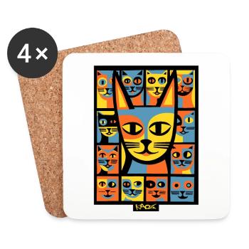 Colorful Pop Art Chaos Kitten Cats - Coasters (set of 4) - white - Front
