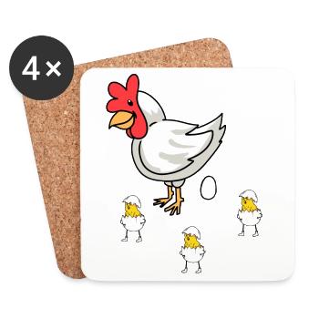 Ostern Henne Küken Baby Eier Eierschale Geflügel - Untersetzer (4er-Set) - Weiß - Vorne
