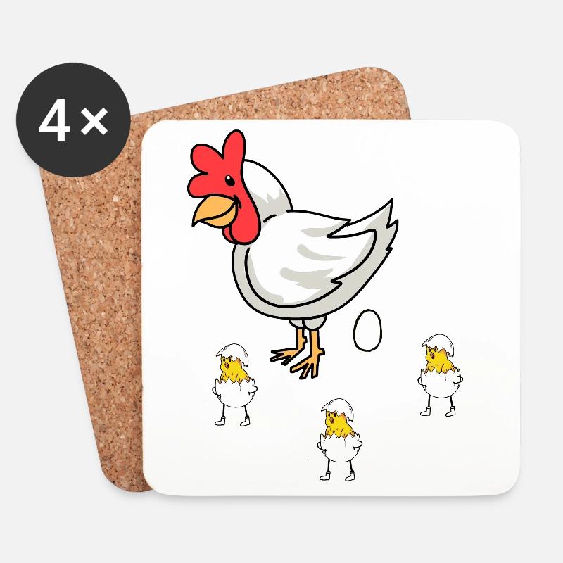 Ostern Henne Küken Baby Eier Eierschale Geflügel - Untersetzer (4er-Set) - Weiß