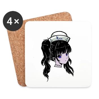 Girl Maritime Sailor Sailor Ship Ahoy - Coasters (set of 4) - white - Front