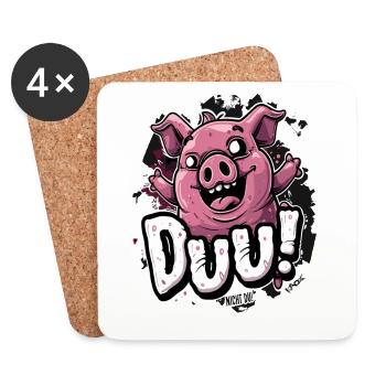 Du, aber nicht du: Kleines freches Schwein - Untersetzer (4er-Set) - Weiß - Vorne