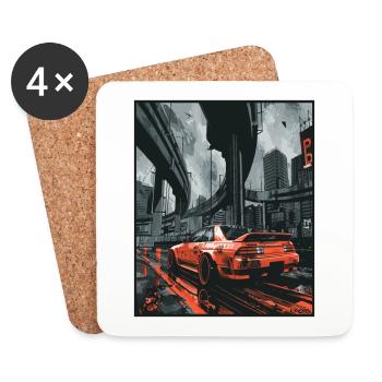 JDM Anime Japanese Super Sports Car Drift Car - Coasters (set of 4) - white - Front