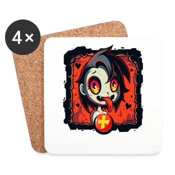Fille d’anime de dessin animé coquine en enfer - Dessous de verre (lot de 4) - blanc - Devant