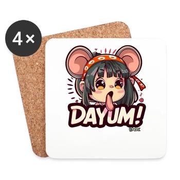 Verdammt! Coole Anime-Maus Mädchen ist erstaunt - Untersetzer (4er-Set) - Weiß - Vorne