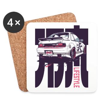 Japanese 90s Cars Lifestyle: JDM Tuning - Coasters (set of 4) - white - Front