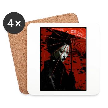 Japanese geisha with umbrella - Coasters (set of 4) - white - Front