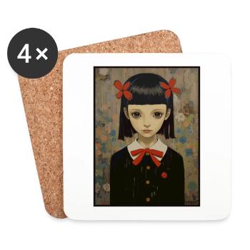 Portrait painting of a classic Japanese anime - Coasters (set of 4) - white - Front