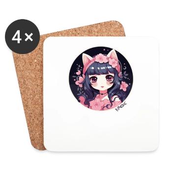 Cute anime girl as princess - Coasters (set of 4) - white - Front