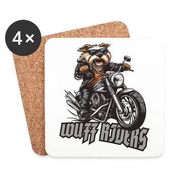 Wuff Riders: Motorbike Riding Rocker Biker Dog - Coasters (set of 4) - white - Front
