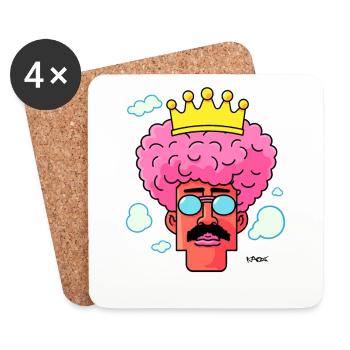 Cartoon eines coolen Afro-Haare-Königs - Untersetzer (4er-Set) - Weiß - Vorne