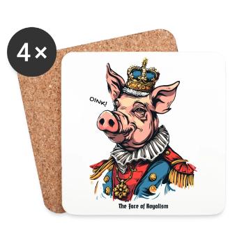 Königliches Schwein mit Krone: Majestätisches Oink - Untersetzer (4er-Set) - Weiß - Vorne