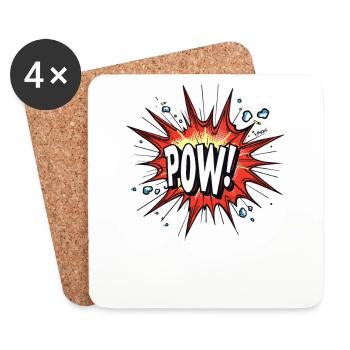 Crash Bang Boom : Cartoon Sounds Pow - Dessous de verre (lot de 4) - blanc - Devant