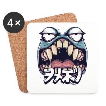 Monstre grande gueule aux yeux fatigués - Dessous de verre (lot de 4) - blanc - Devant