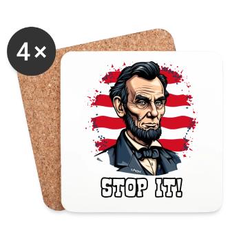 USA patriotism with Lincoln abe, stop it! - Coasters (set of 4) - white - Front