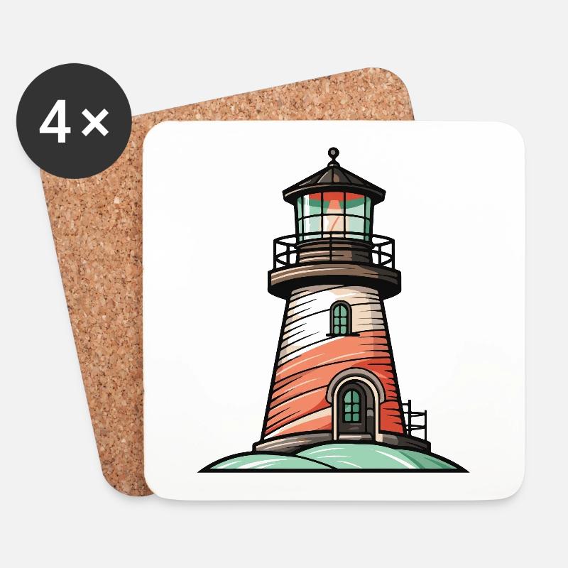 Leuchtturm Symbol Küste - Untersetzer (4er-Set) - Weiß