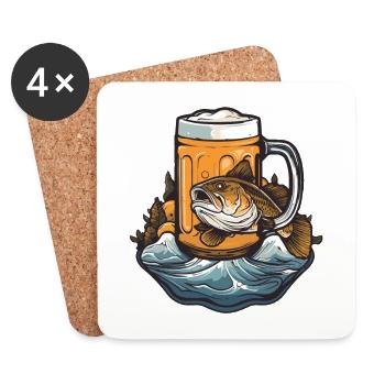 Fishing Beer - Coasters (set of 4) - white - Front