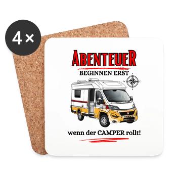 Camper adventures don't begin until the camper ... - Coasters (set of 4) - white - Front