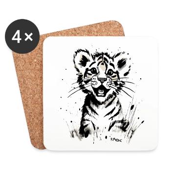 Entzückender glücklicher kleiner Tiger - Untersetzer (4er-Set) - Weiß - Vorne