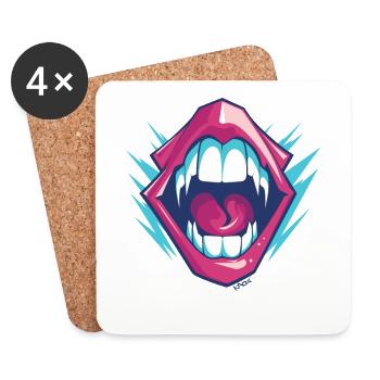 Dentition de vampire aux dents acérées - Dessous de verre (lot de 4) - blanc - Devant