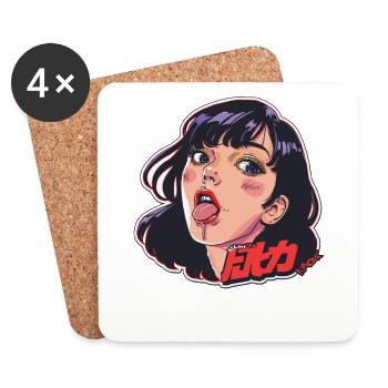 Une fille d’anime de dessin animé l’aime juteuse et savoureuse - Dessous de verre (lot de 4) - blanc - Devant