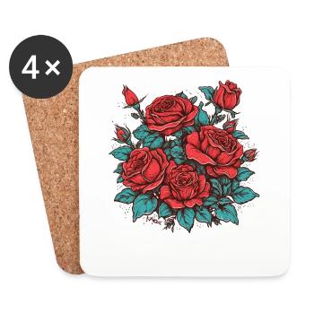 Un bouquet de roses - Dessous de verre (lot de 4) - blanc - Devant