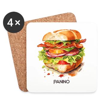 Aquarell-Panino: Das italienische Sandwich - Untersetzer (4er-Set) - Weiß - Vorne