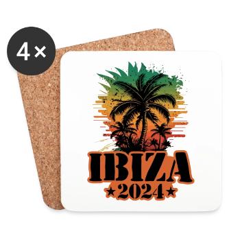 Palmiers de l’équipe Ibiza 2024 multicolores - Dessous de verre (lot de 4) - blanc - Devant