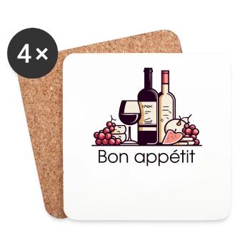 Wine, grapes, cheese - bon appetit! - Coasters (set of 4) - white - Front