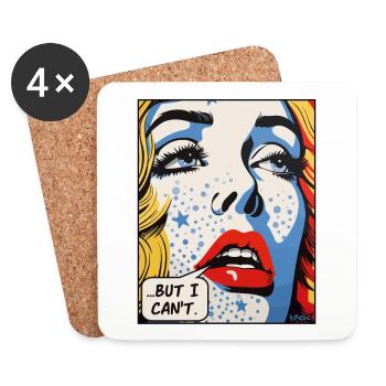 Pop-Art-Cartoon-Frauen, die nicht kann - Untersetzer (4er-Set) - Weiß - Vorne
