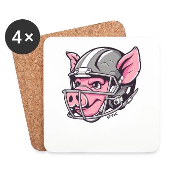 Helmet American Football Pig - Coasters (set of 4) - white - Front