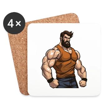 Muscles de bodybuilder d’entraînement - Dessous de verre (lot de 4) - blanc - Devant